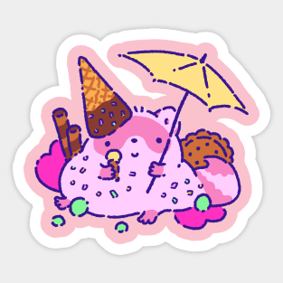 Melted raccoon ice-cream Sticker